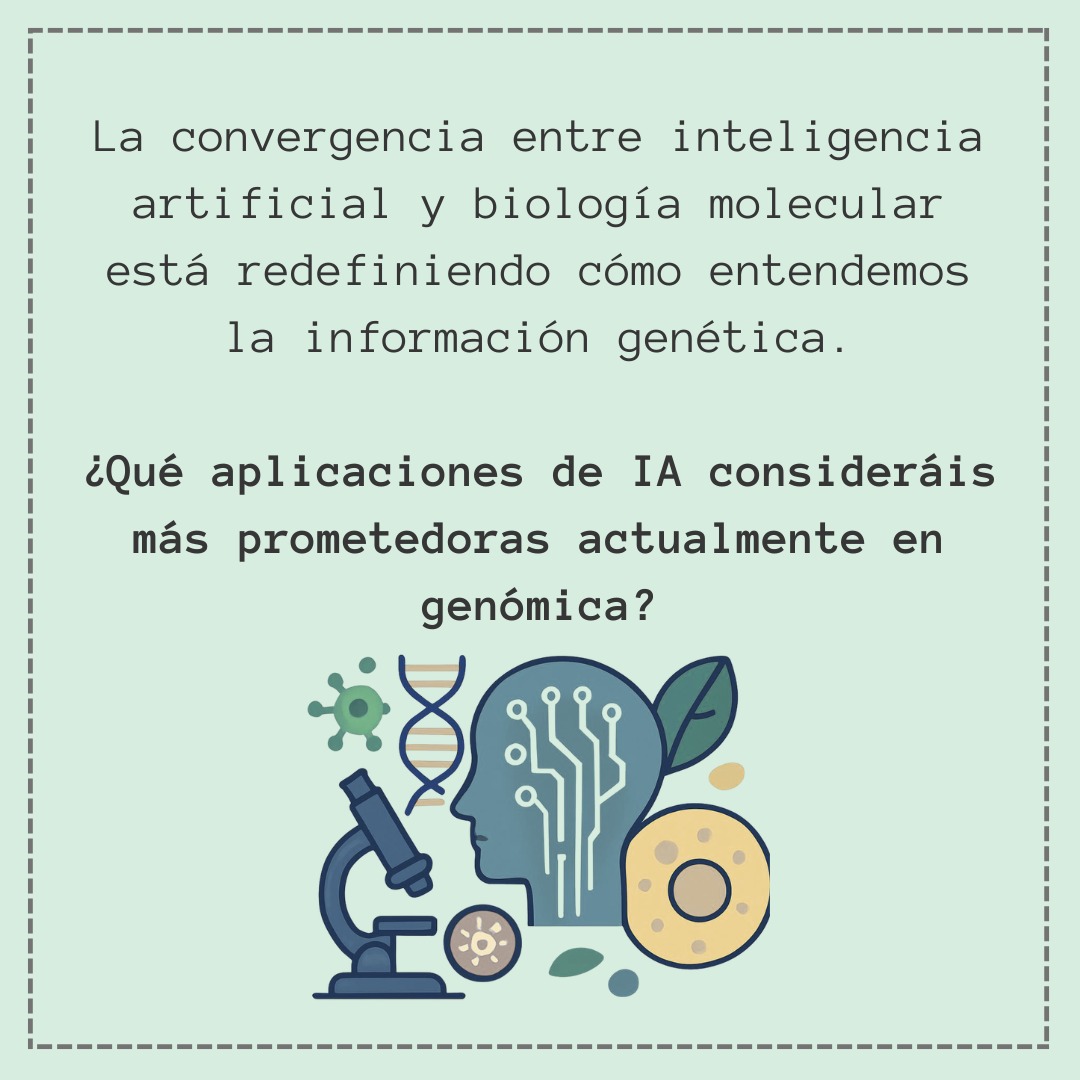 BioinforUSJ's tweet photo. ¿Puede la IA “leer” el ADN como si fuera lenguaje? 🧬🤖
Modelos inspirados en NLP ya identifican señales funcionales en el genoma, abriendo nuevas vías en bioinformática.
El futuro de la genómica se escribe… en código. https://t.co/t87JOQKCzi