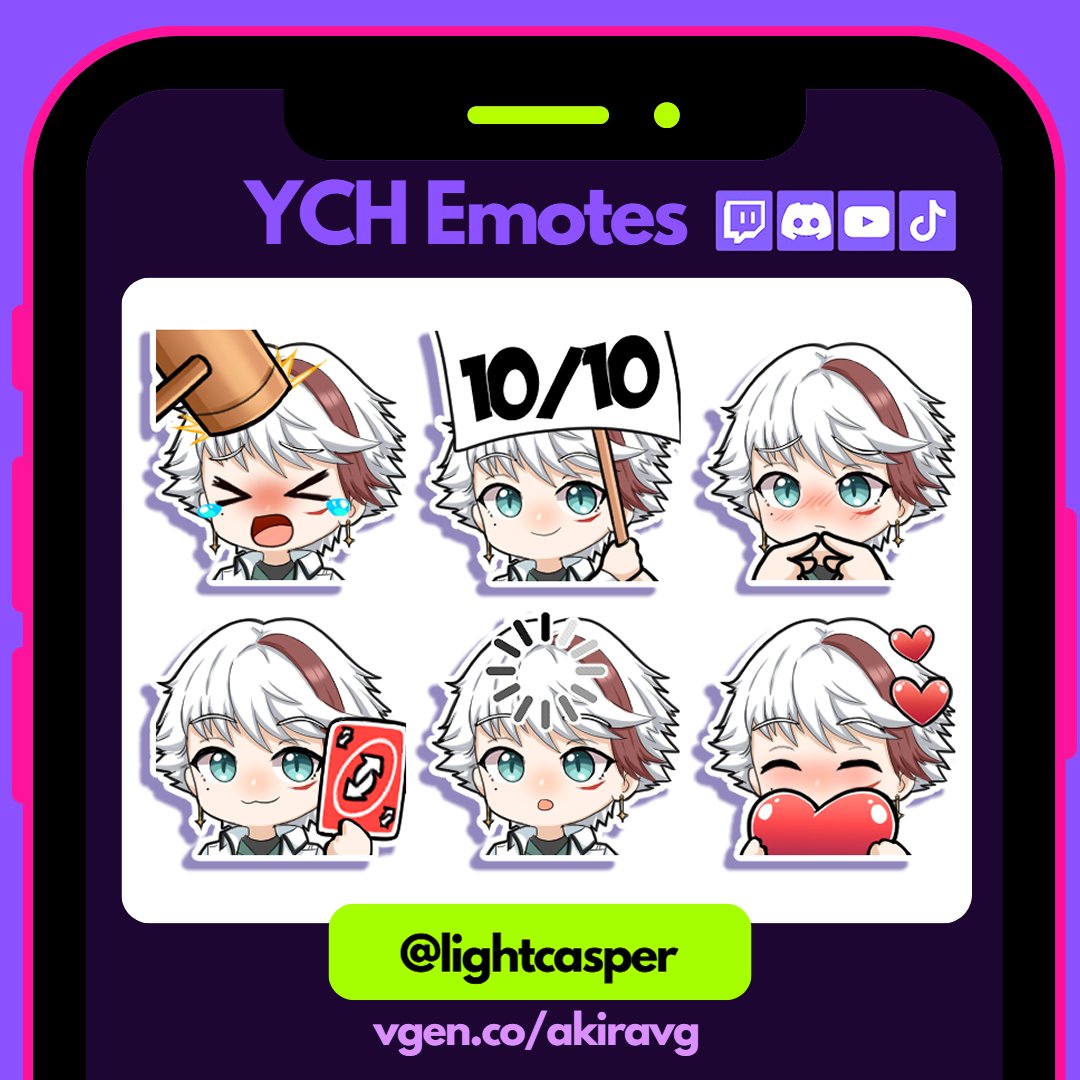 akiravgs's tweet photo. New YCH Emotes for lightcasper                     

#VGenComm #VGenOpen #VGen #vgenartist #YCH #Emotes #Vtuber #ENVtuber #TwitchEmotes #commissionsopen https://t.co/UtY06TUGts