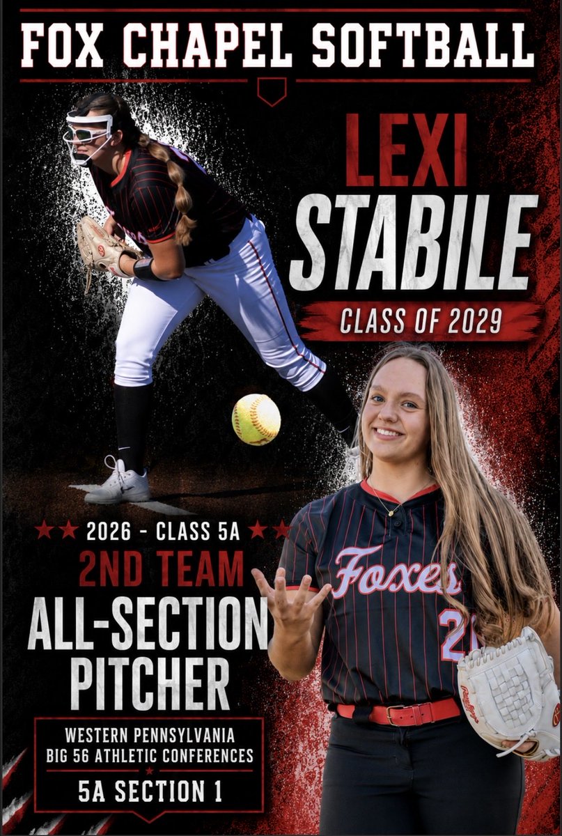 LexiStabile29's tweet photo. What an honor!  Thank you to all the coaches who voted for me!  

2026 Western Pennsylvania @Big56Conference Class 5A All-Section Pitcher!

#Freshman #Classof2029

@fcfoxessoftball @CarEliteNCorg @EliteFusetti @ExtraInningSB @TopPreps @TOP_D1RECRUITS @PrepSoftball @LineDsoftball @SoftballDown @TribSports @TribLiveHSSN @CoastRecruitsSB @SBRRetweets @NextPitch_SB @SoftbalAmerica @IHartFastpitch @MaxPreps