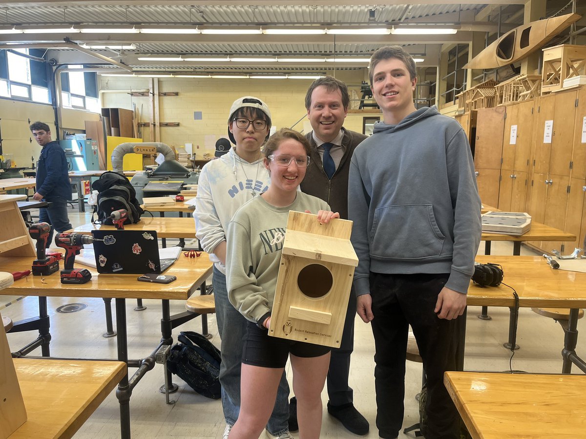 LockerbyNet's tweet photo. Our Senior Constructions classes (led by Mr. Christie) have been hard at work building picnic tables for Lockerby’s “Eco-Crevice” (unveiling coming soon)!  Mr. Lafraniere was also super pumped with the Owl Houses that the classes built as well! https://t.co/7z9YicYveX