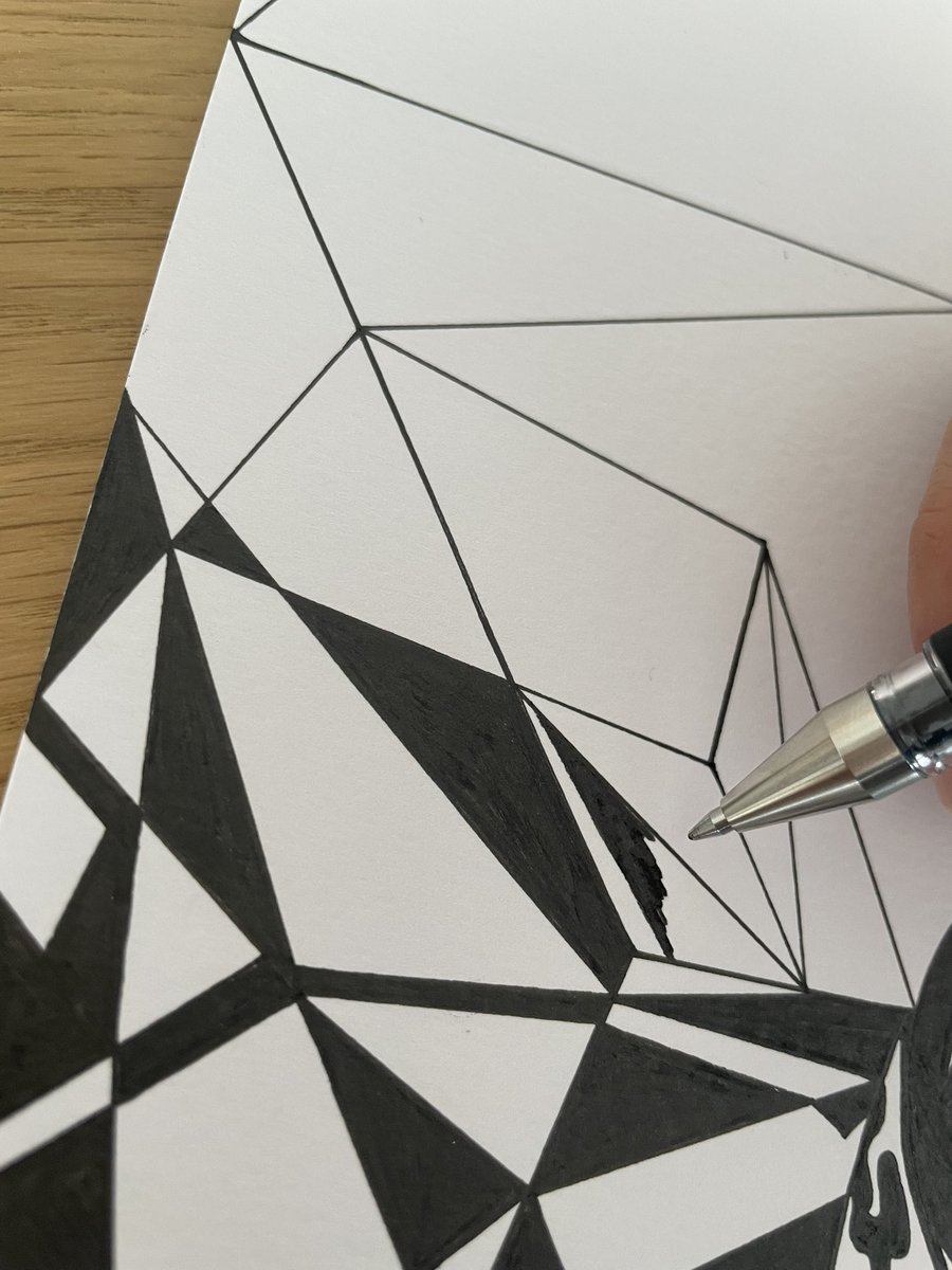 DimitroART's tweet photo. Focus mode: ON. 🖊️ Working on some sharp lines and deep blacks today. Precision is key!#dimitroart #blackandwhiteart #abstractart #artinprogress https://t.co/SGmOY5EjLJ