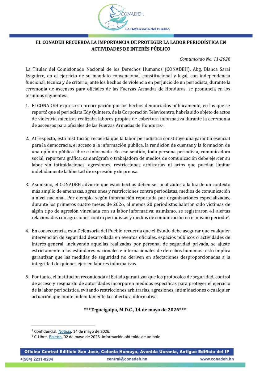 CONADEH-La Defensoría Del Pueblo tweet media