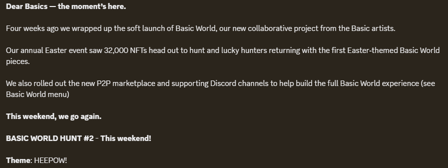 BasicWorld_'s tweet photo. Basic world hunt #2

This weekend in the Basic Discord

On your marks Algorand and friends... https://t.co/MdvwdsCgLR