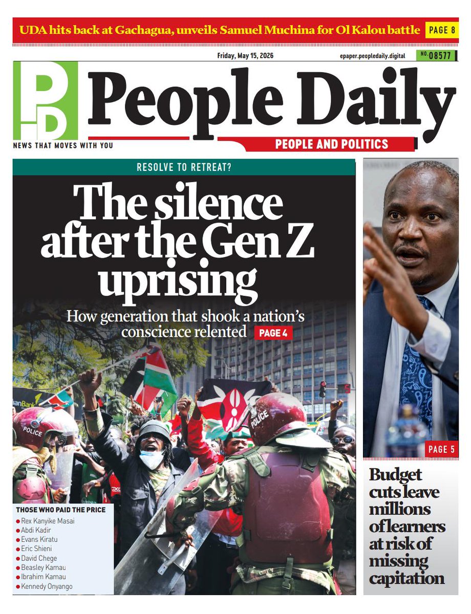nyanducha's tweet photo. Today's newspaper headlines.

Friday, 15th May 2026

Contact #Victorock #Kenya on 0706357055 or info@victorockkenya.com for #Ubibot soil, temperature &amp; humidity IoT #sensors, #Sophos firewalls, #Cisco #Meraki firewalls &amp; switches

#ePaper #Gazeti #Diesel #Oburu #Mbeere #President https://t.co/XygPmJpPpK
