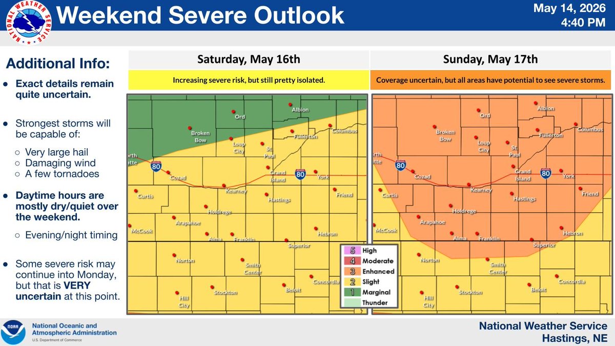 Severe storm chances return both Saturday and Sunday evening. Main ...