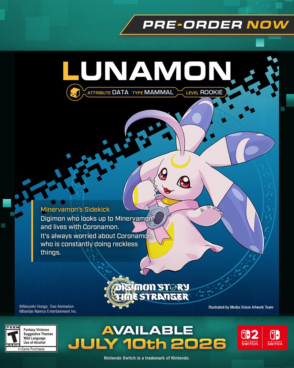 digimon_games's tweet photo. Lunamon
Minervamon's Sidekick

Digimon who looks up to Minervamon and lives with Coronamon.
It's always worried about Coronamon, who is constantly doing reckless things.

#TimeStranger https://t.co/yOZM6USo0w