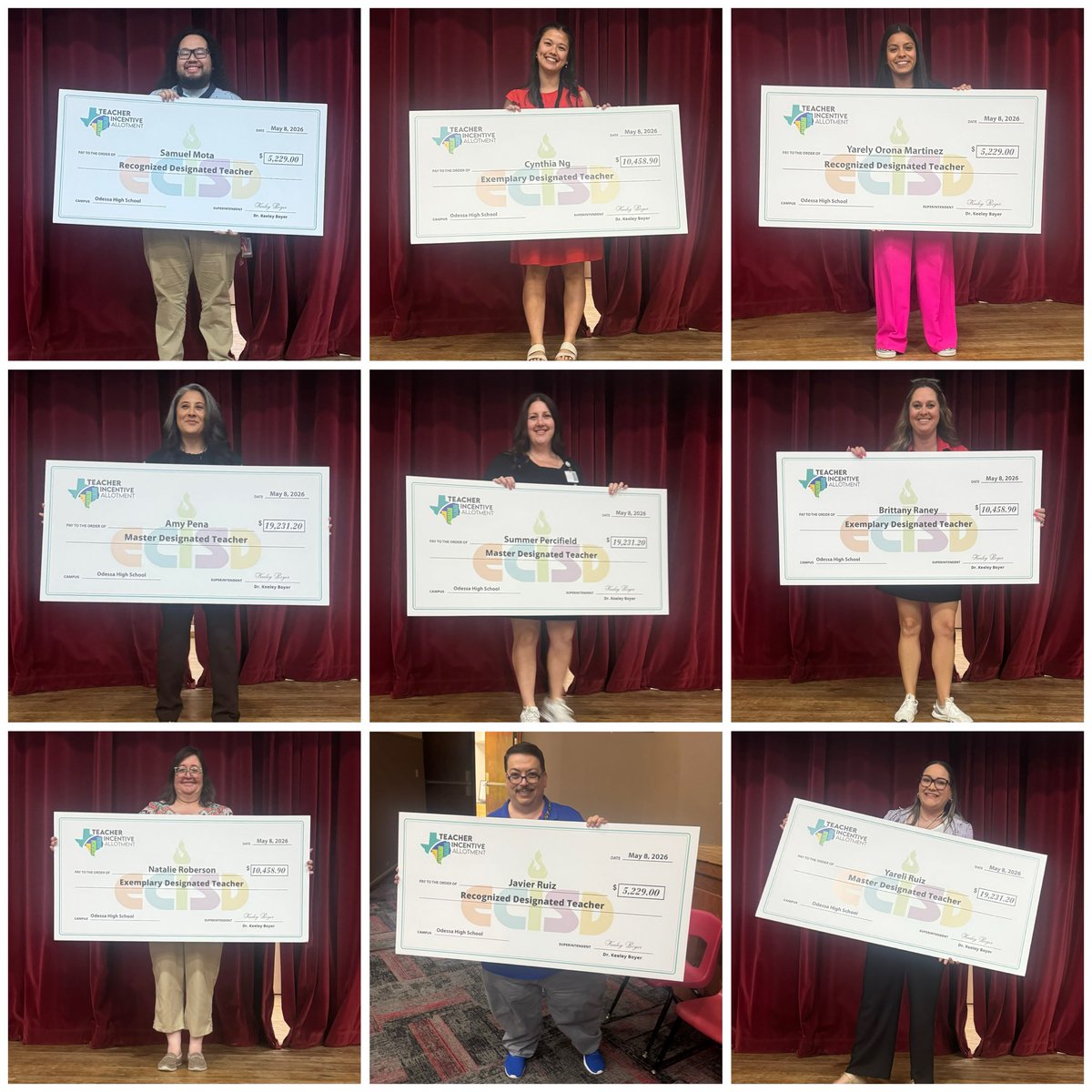 BigRedBronchos's tweet photo. Big Check Day at OHS = 36 recipients totaling $431,176.50! Congrats to all the Teacher Incentive Alotment recipients! @BronchoNews https://t.co/oxLfkEbAaQ