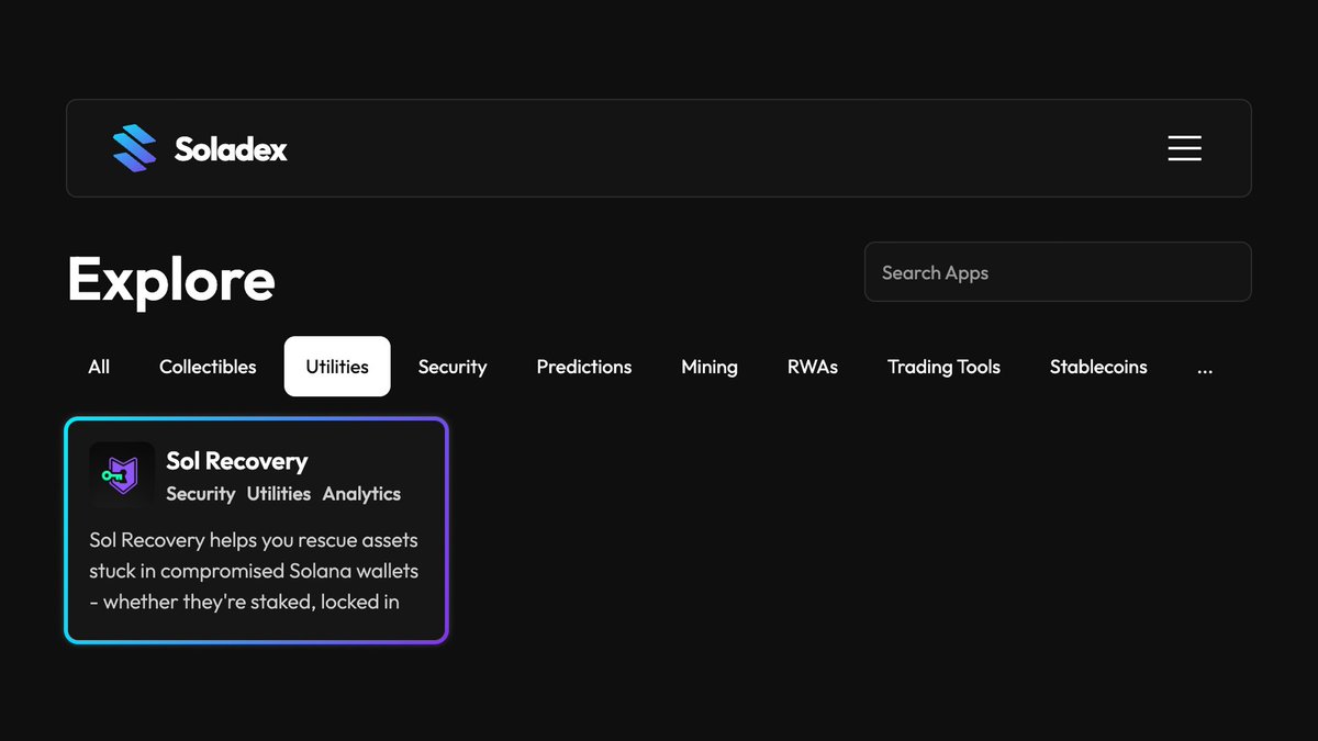 Soladex - Solana dApp Index tweet media