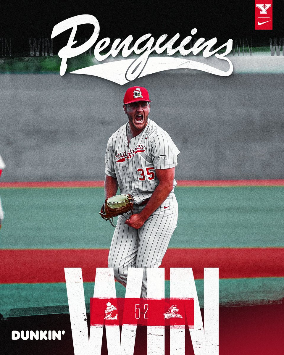 YSUBaseball's tweet photo. 𝙋𝑬𝙉𝑮𝙐𝑰𝙉𝑺 𝑾𝙄𝑵!!! 🐧⚾️

Shannon hit the go-ahead three-run blast in the eighth inning while Spencer added two hits including a two-run double and three steals.

Gebhardt had nine strikeouts over seven innings to earn the win while Heflin picked up the save.

#GoGuins https://t.co/qIch1a8vHQ