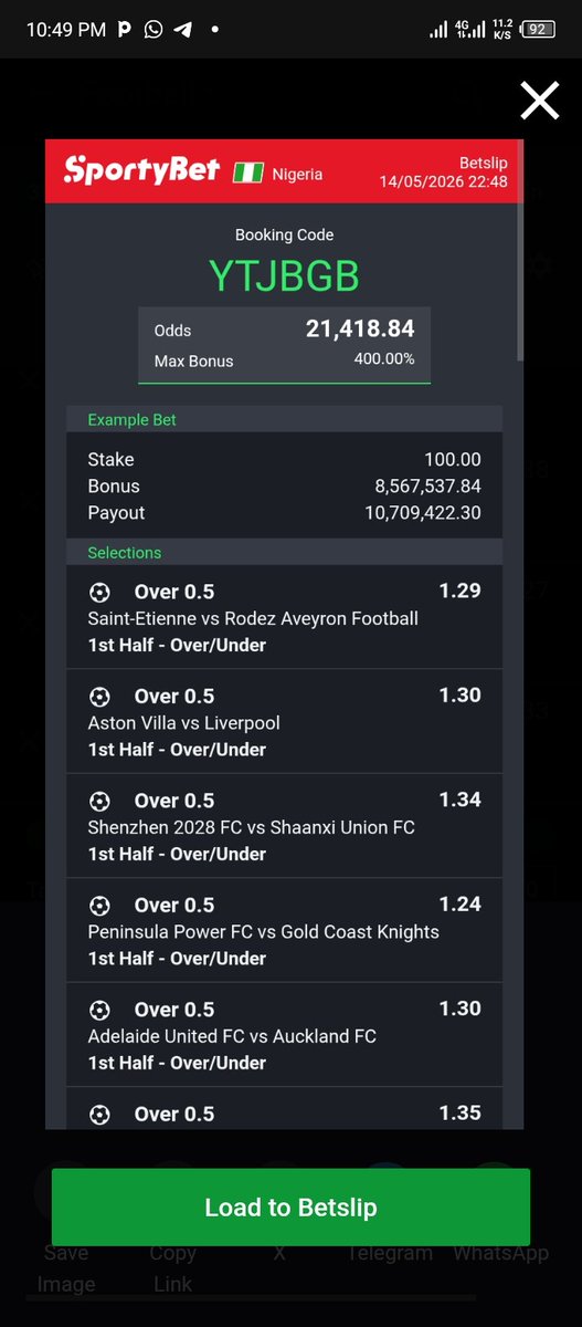 vickdeprosp's tweet photo. First half over 0.5
21k odds all tomorrow's game
YTJBGB
Boom luck ☘️☘️☘️ https://t.co/NfNSBzsUrz