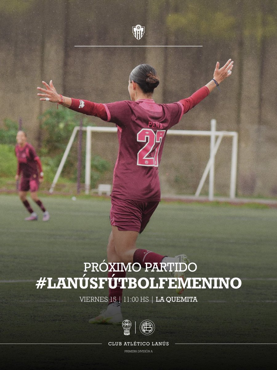clublanus's tweet photo. 🔜 Huracán: mañana a las 11:00, en La Quemita 

🏆 Primera División - Apertura 2026
📌 7ª fecha

💻📲 Transmisión de @LPFPlay

#LanúsFútbolFemenino 🇱🇻✊ https://t.co/5HJGbm1GOG