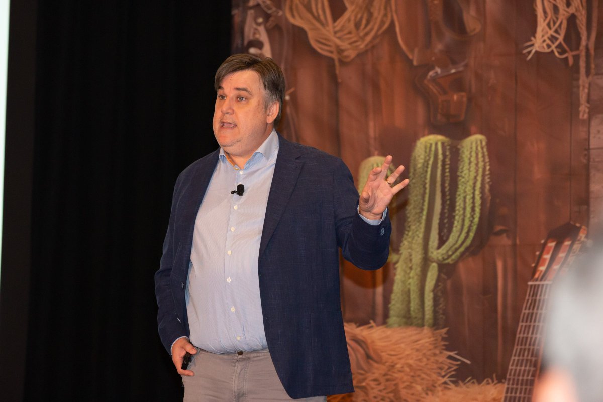 reinvent's tweet photo. Matt Townend from Cavell gave a clear message to MSPs at Reinvent Connect Live! 2026: disruption isn’t episodic. It’s ongoing.

Don't just sell more tech; help customers connect dots between AI, security, productivity, CX, compliance &amp; cost.

#ReinventTelecom #ReinventConnectLive https://t.co/AehLqkHvmc