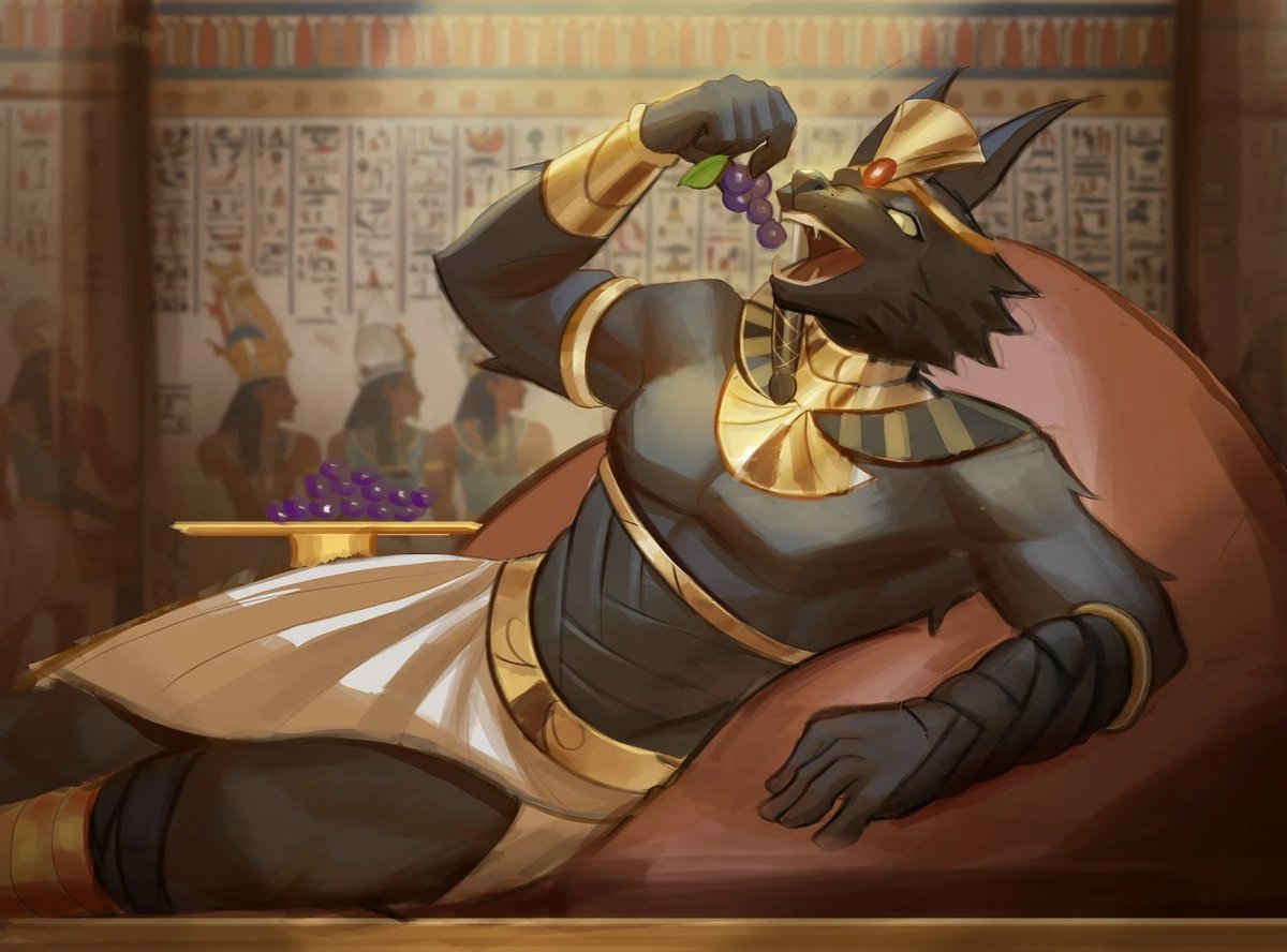 kawaiineko_45's tweet photo. COMMISSION DONE :
                     Hail to the Jackal King
___________________________________________________
#digitalart #illustration #anthroart #furryart #jackal #pharaoh #anubis #feasting #egyptianmythology #anubis #royalart #artistsoninstagram #feasting #luxury #details https://t.co/W7RKRUUAv6