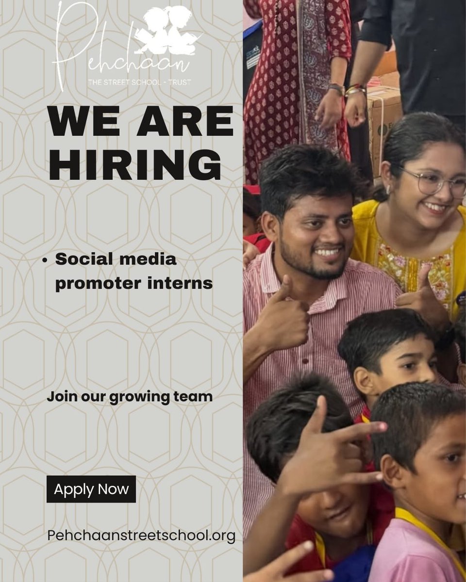 Tilotma7's tweet photo. 📱 We’re Hiring: Social Media Manager Intern

Help @Pehchaan_School 
spread awareness and create impact online.

📜 Certificate + 📄 Letter of Recommendation

Apply: https://t.co/3NdmubJVpO

#SocialMedia #Internship #Hiring https://t.co/2OKIShlc78