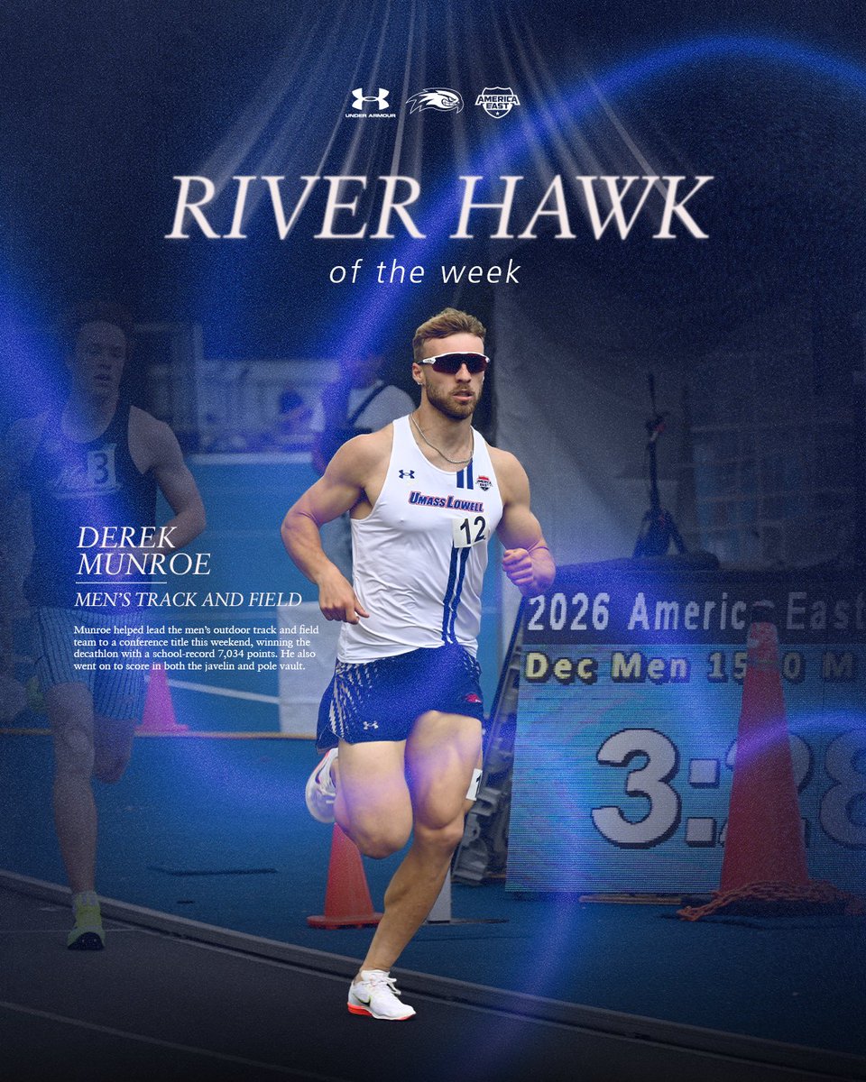 RiverHawkNation's tweet photo. More for Munroe 🔥

Derek Munroe of @RiverHawkXCTF earns River Hawk of the Week honors following his performance at the America East Outdoor Championships!

🔗:https://t.co/flawC2zzcO 

#UnitedInBlue | #AETF https://t.co/0U3YUrb0OB