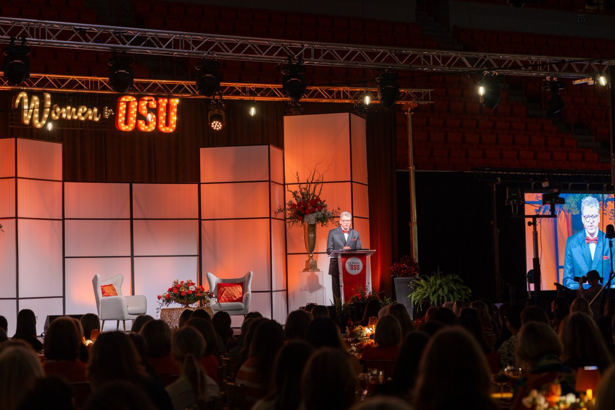 OSUFoundation's tweet photo. ICYMI: The 2026 #WomenforOSU Symposium filled the house at @okstate. We celebrated Philanthropist of the Year Amy Mitchell, honored 17 student scholars, recognized four Partnering to Impact grantees and heard an inspiring keynote from Jill Donovan. 

Info: https://t.co/AXFFVhFDFr https://t.co/OjreOY2fSF
