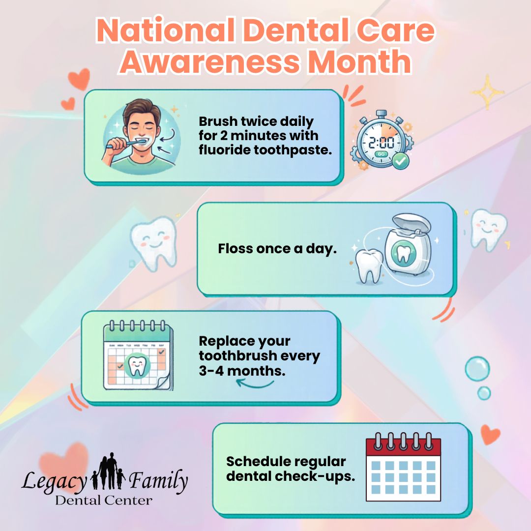 LegacyFamilyMI's tweet photo. 🪥 It’s National Dental Care Awareness Month 🦷
Here’s a quick cheat sheet on dental tips for great care!

https://t.co/80WvHpMI4a

#dentalcare #healthysmiles #oralhealth #smilemore #legacyfamilydental https://t.co/3x6rqGSEqY