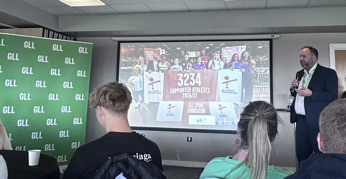 Better_Mcr's tweet photo. Our Head of Service @h83harko kicks off the evening. 3234 talented athletes have been supported across the UK by @gllsf this year, including 133 from Manchester #GSF2026 https://t.co/59zG1xo7vz