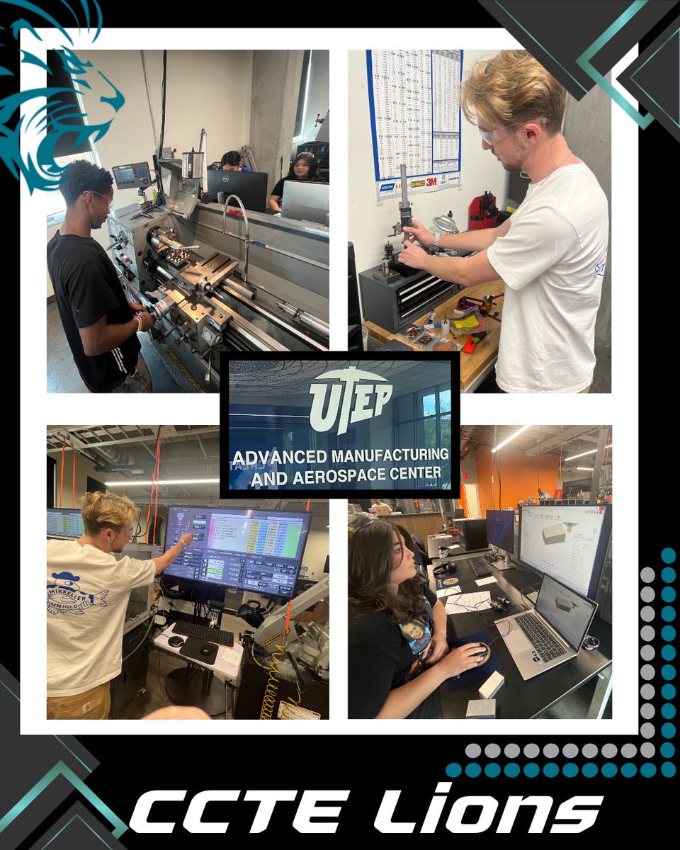 CCTE_EPISD's tweet photo. CCTE students demonstrating the experience, knowledge, skills, &amp; credentials gained through their internships at UTEP Advanced Manufacturing &amp; Aerospace Center. 🚀Grateful for our amazing partners at UTEP!🧡💙
#PartnershipsMatter #ItStartsWithUs @ELPASO_ISD @CTE_EPISD @UTEP https://t.co/UVQ6PZGfj1