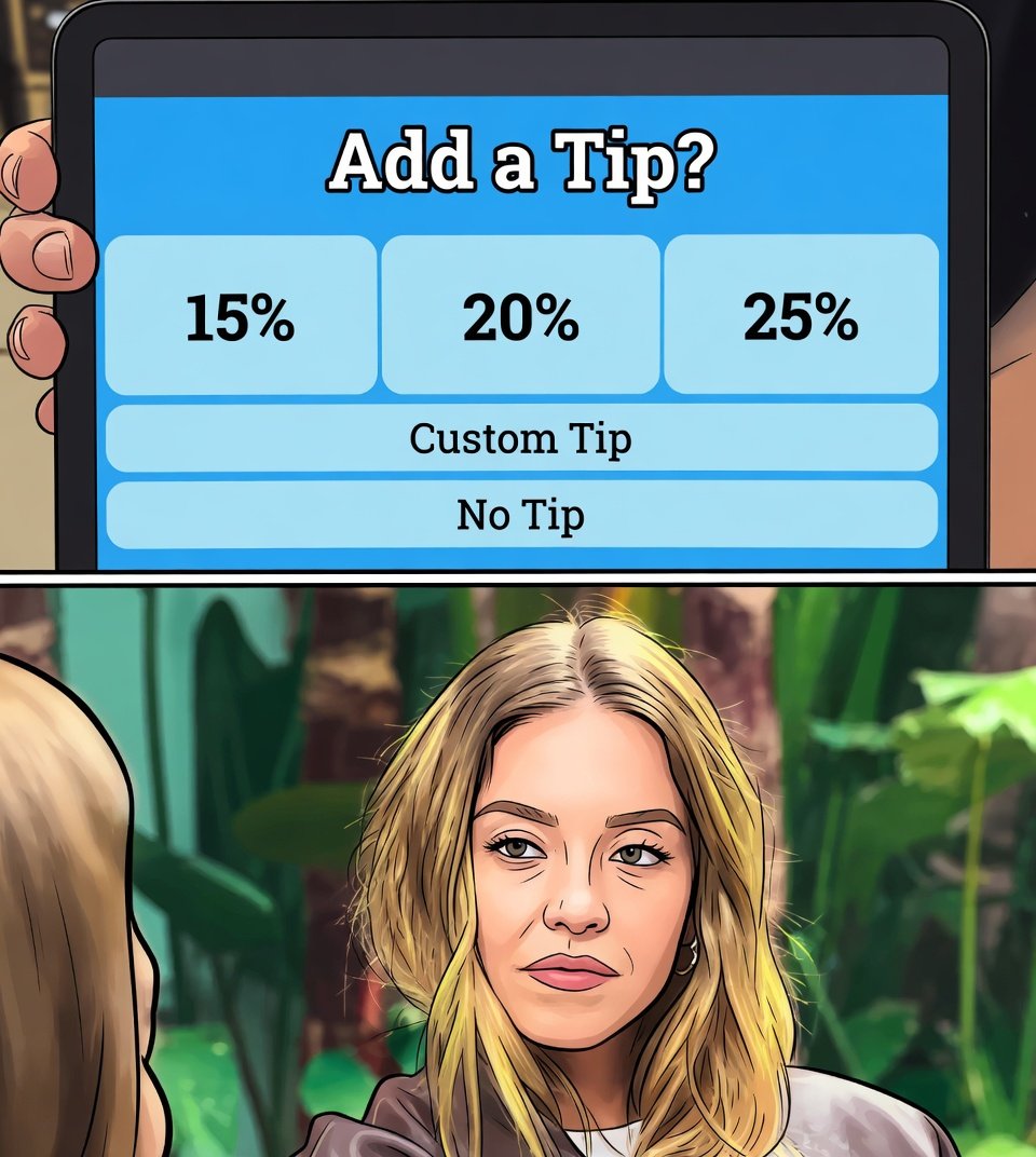 PlanetOfMemes's tweet photo. My face after the person behind the register asks for a tip when all they literally did was take my order and flip the screen around. https://t.co/oAzAhYroo1