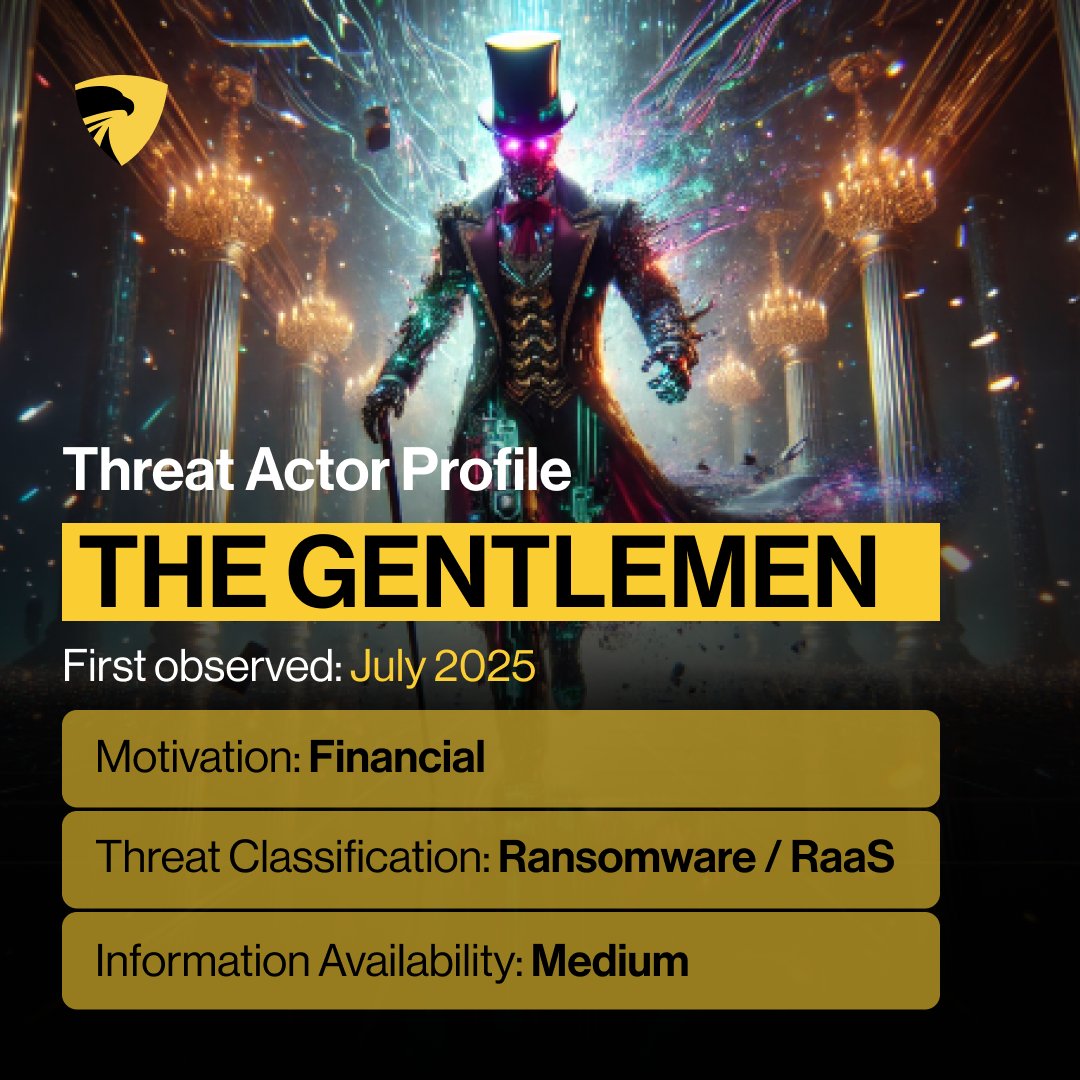 Analyst1's tweet photo. Threat actors don't send warning shots.

Analyst1 has published a full threat actor profile on The Gentlemen - a double-extortion ransomware operation active since July 2025, assessed with medium-high confidence to be Russian-speaking in origin and linked to the Qilin and DevMan ransomware ecosystems.

What makes this group stand out:
→ 90–93% affiliate revenue splits — among the highest seen in the RaaS ecosystem
→ Dual extortion model: encryption-based and data-only
→ Pre-attack victim profiling using ZoomInfo and RocketReach
→ Active targeting of FortiGate, SonicWall, and Oracle EBS
→ Multi-channel pressure: spam campaigns, direct phone outreach, call recordings

Victims span 70+ countries across every major sector. No strict geographic or industry focus, this group goes where the access is.

Full profile by @intel_anastasia linked below. 👇
https://t.co/lMrHadsLv7

#ThreatIntelligence #Ransomware #CTI #Cybersecurity #Analyst1 #RaaS #IncidentResponse