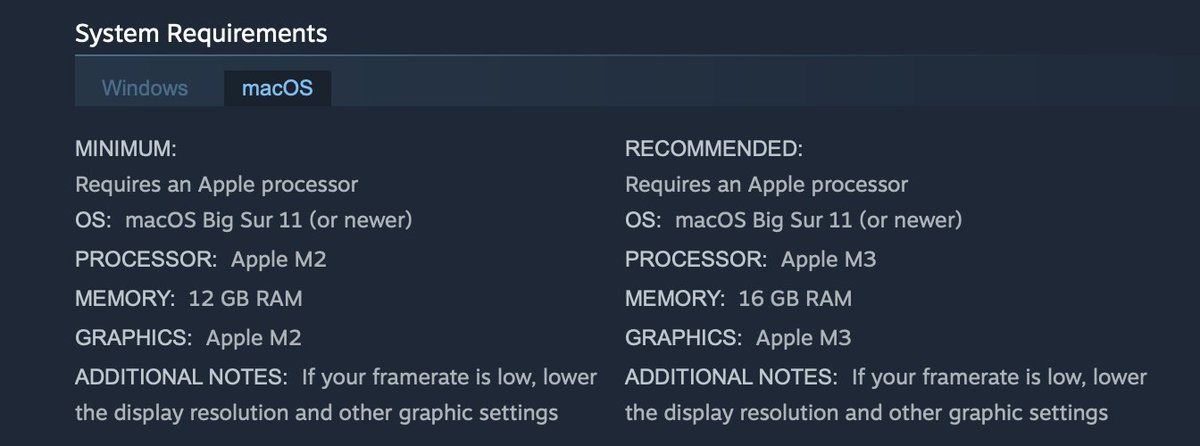 michaelwebbtrm's tweet photo. @Bunnyaimee @ParalivesGame Yes, but only with Apple silicon Macs (Apple M2 and newer according to the Steam page) https://t.co/wKWDhTimlI