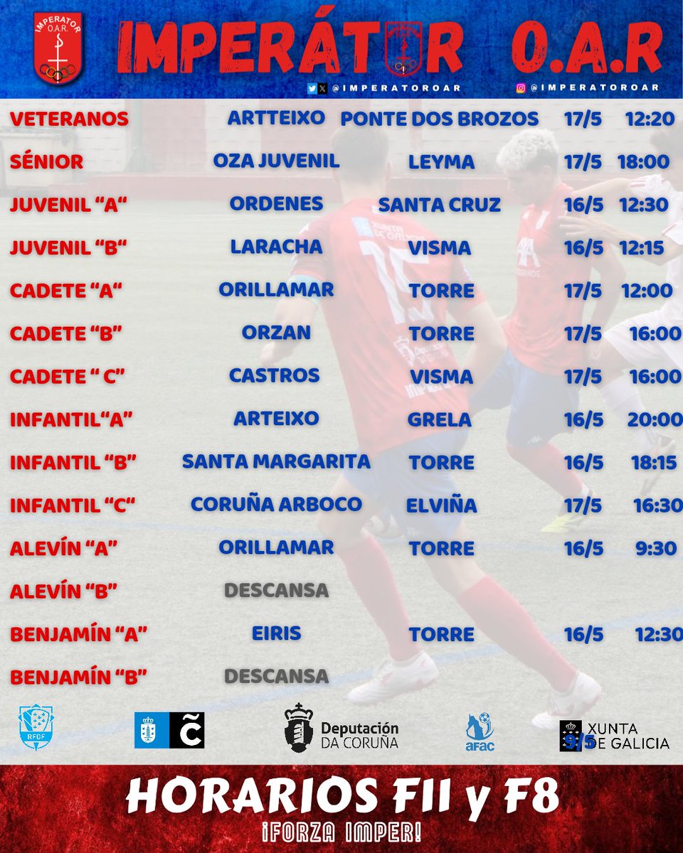ImperatorOar's tweet photo. 📆HORARIOS FIN DE SEMANA

#IMPERSIEMPRE❤️💙 https://t.co/AsLuJWQ55r