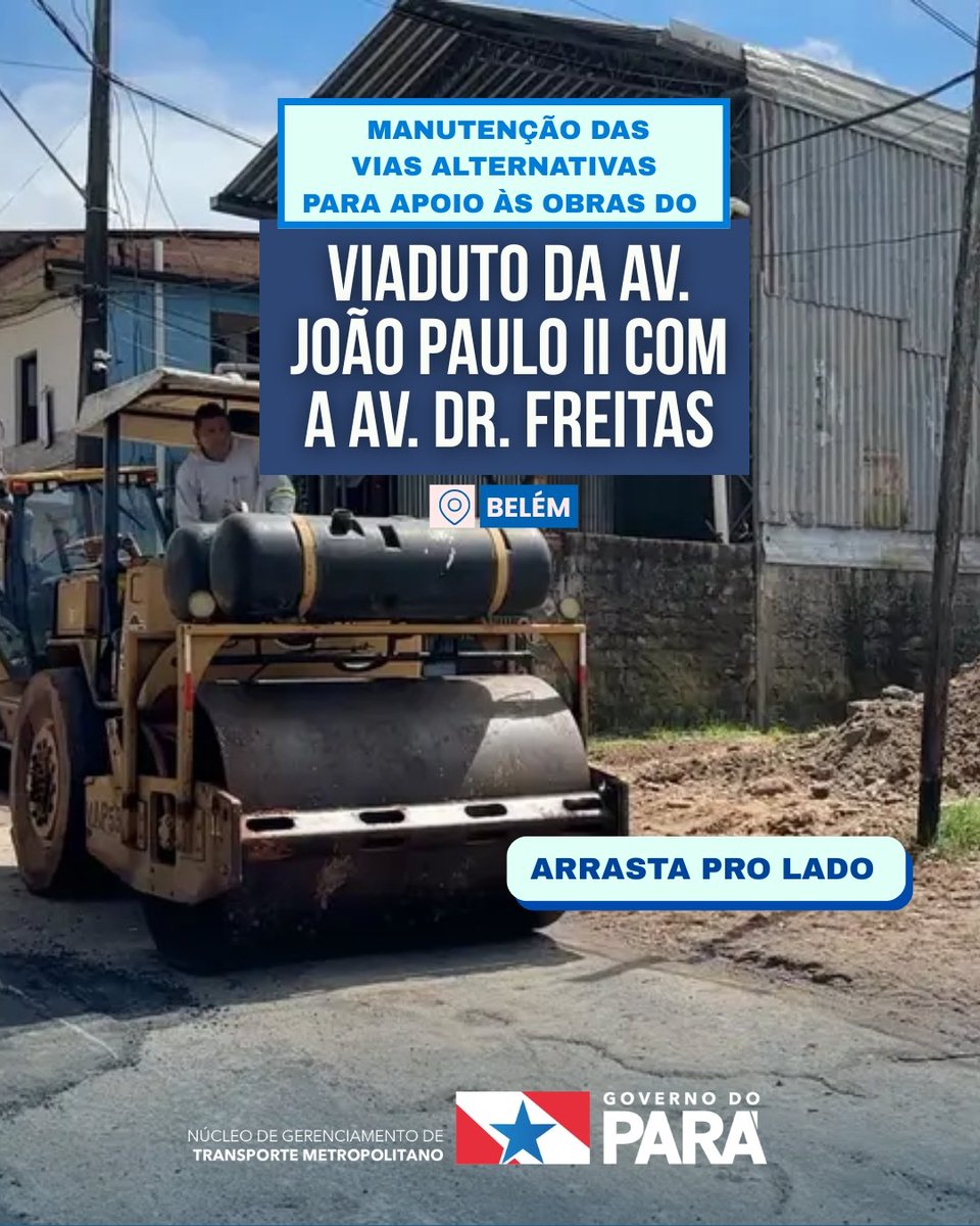 ngtm_pa's tweet photo. O @governopara, por meio do NGTM, iniciou os serviços de manutenção nas vias alternativas que serão utilizadas durante as obras do novo viaduto das Avenidas João Paulo II com a Dr. Freitas, em Belém. 🛣️ https://t.co/90i4ZjMUih