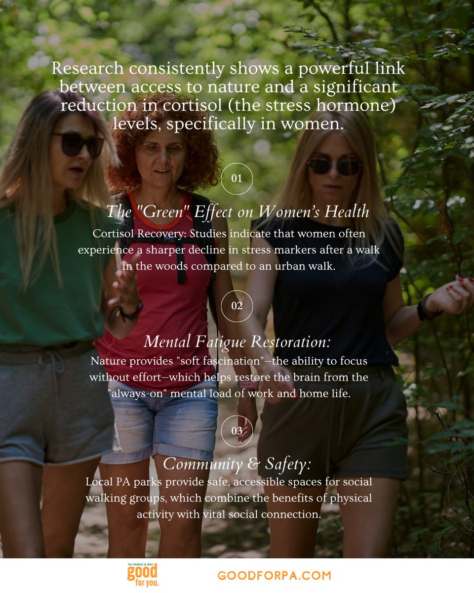 GoodForPA's tweet photo. This week is National Women’s Health Week, and at Good for PA, we’re heading outdoors to talk about a natural prescription for well-being: Green Spaces. 🌿
#womenshealthweek #goodforpa #paparks https://t.co/SGiEOsxpzs