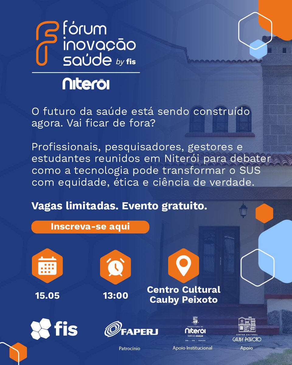 NiteroiPref's tweet photo. Fórum Inovação Saúde vai debater temas 
como saúde digital, ciência e tecnologia!
 O evento será realizado nesta sexta-feira (15), das 13h às 16h30, no Centro Cultural Cauby Peixoto, no Fonseca, com inscrições gratuitas pelo https://t.co/ruYqjgfBeS. Participe! https://t.co/n22EdepENV