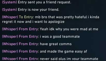 _ZangetsuVAL's tweet photo. I got into a game on pearl and this reyna was being super positive but for some odd reason i chose to be hateful and be a dickhead to him after the game. I deeply regretted it and apologized to him and im glad he forgave me but I will do better to not be hateful anymore. https://t.co/MdA0r2Lns1