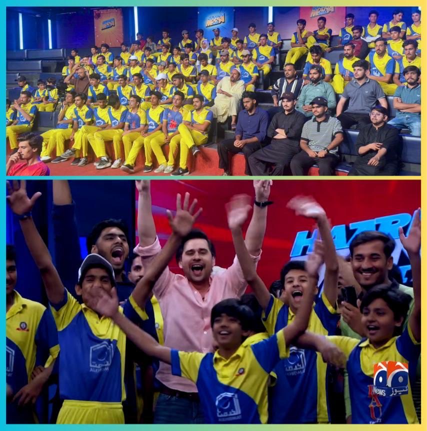 AlkhidmatPk's tweet photo. تابش ہاشمی Tabish Hashmi کے Geo News کے پروگرام Harna Mana Hai میں  
Alkhidmat Player Development Program
کے لاہور میں پاک لائنز کرکٹ اکیڈمی کے زیر تربیت کرکٹرز کی شرکت۔ 
الخدمت کے Logo والی یونیفارم میں ملبوس نوجوان کرکٹرز اور کوچنگ اسٹاف کی اس پروگرام میں لی گئی چند تصاویر https://t.co/lLsapHjbXc