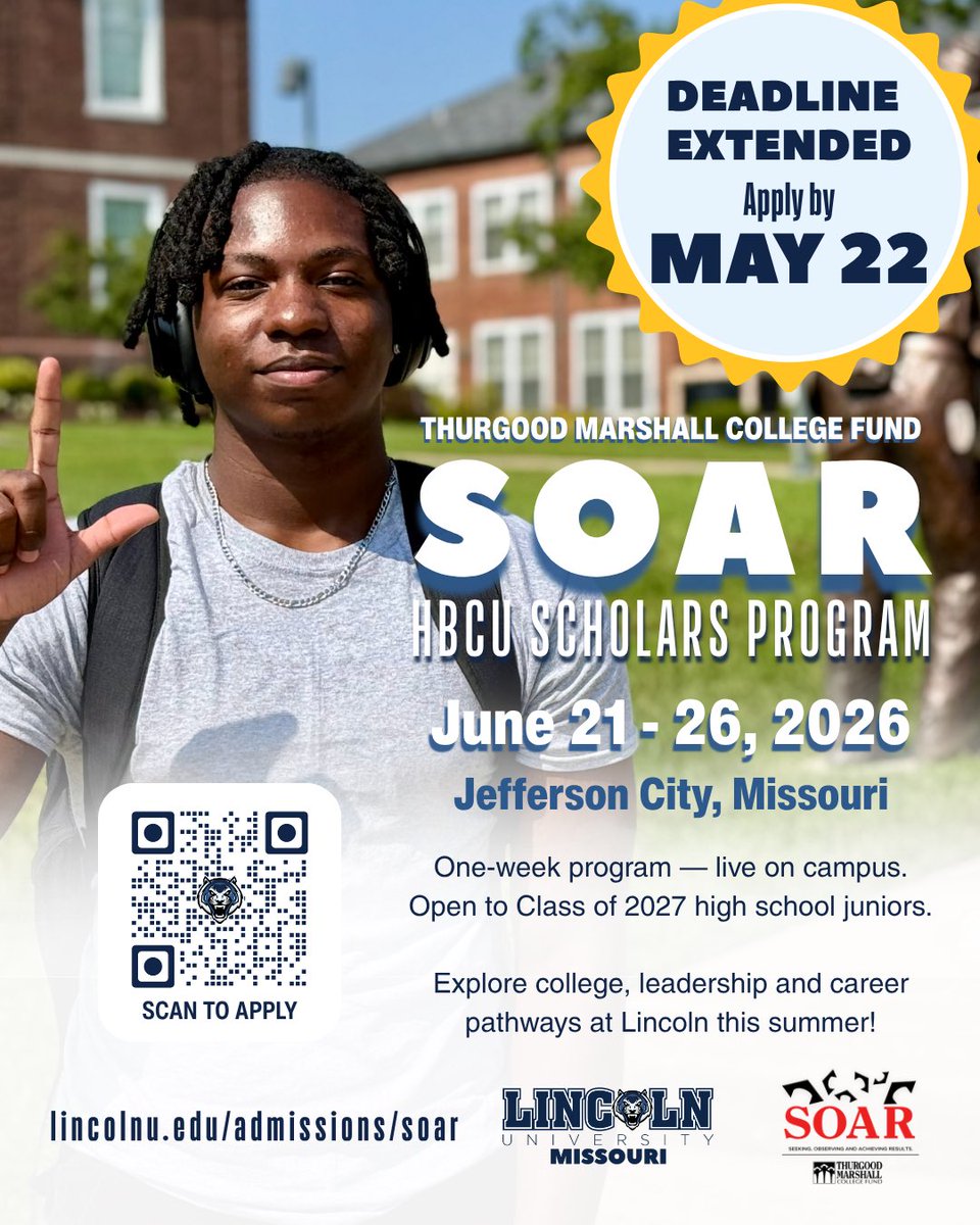 db481305's tweet photo. READY TO SOAR? 🚀
High school juniors entering their senior year — this is YOUR chance to spend a week on an HBCU campus and level up for the future!

🎓 College prep
🤝 New connections
💡 Real HBCU experience

Don’t miss out! Apply by May 22nd, 2026. https://t.co/mGSeB0wWbm