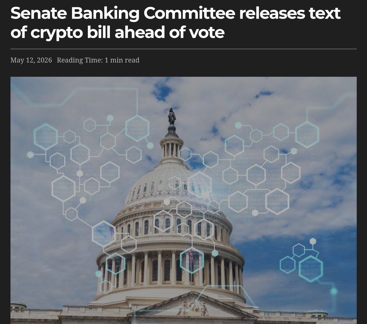 CryptoAvon2626's tweet photo. Na geht doch 👀🤙

🚨 US-Senatsausschuss verabschiedet den „Clarity Act“ mit 15:9 Stimmen.

Das Gesetz könnte der größte regulatorische Durchbruch für Krypto in den USA seit Jahren werden:

• Klare Regeln statt SEC-Chaos
• CFTC soll viele Tokens wie BTC & ETH regulieren
• Mehr Schutz für DeFi-Projekte
• Anti-CBDC-Regelungen enthalten
• Riesiger Schritt für institutionelle Adoption

Der Entwurf geht jetzt an den vollen Senat. Unter Trump gilt die Chance auf eine Verabschiedung 2026 als hoch.

Definitiv ein Meilenstein für den nächsten Krypto-Bullenmarkt. 📈