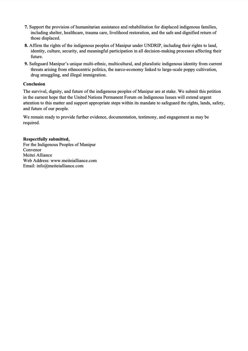 Me1teiAlliance's tweet photo. Dear @profbensaul, a booklet together with the attached petition was submitted to the Chairperson, UN Permanent Forum on Indigenous Issues, during the recent Indigenous Peacebuilding Submit in New York City. We remain ready to provide any further info. https://t.co/yVkSlelPuV