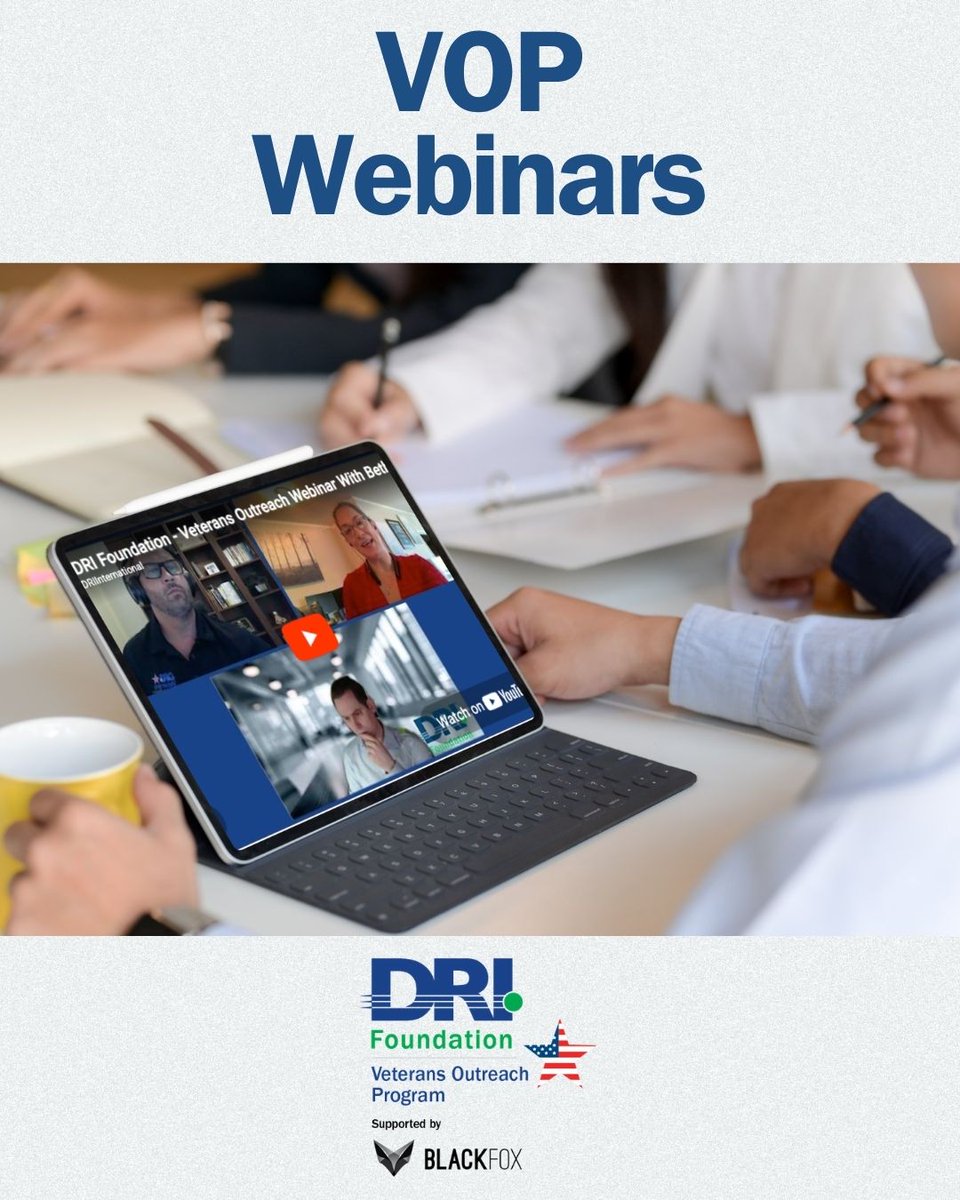 DRI_Intl's tweet photo. Mentorship Videos from the Veterans Outreach Program - check out the most recent discussion with Beth Frasure, MBCP, who discussed her family's military background and current work with the VOP as Mentorship Manager.
Watch Presentations: https://t.co/NiJizVj33L https://t.co/H1hHeC5luj