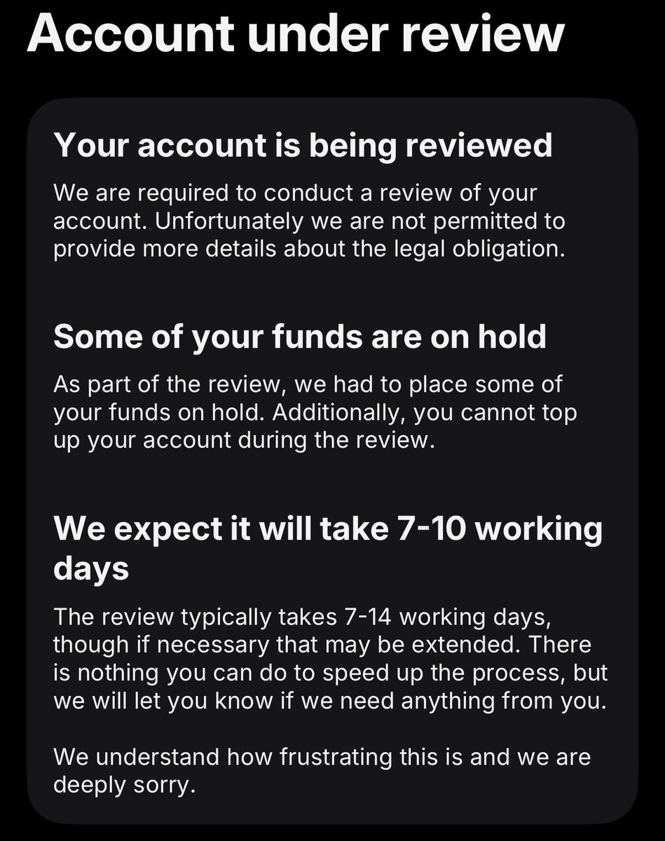benking's tweet photo. @Revolut Maybe this is why you just froze this loyal existing customers account with my no warning or reasonable timescales for resolution. https://t.co/H0Oroxegmi