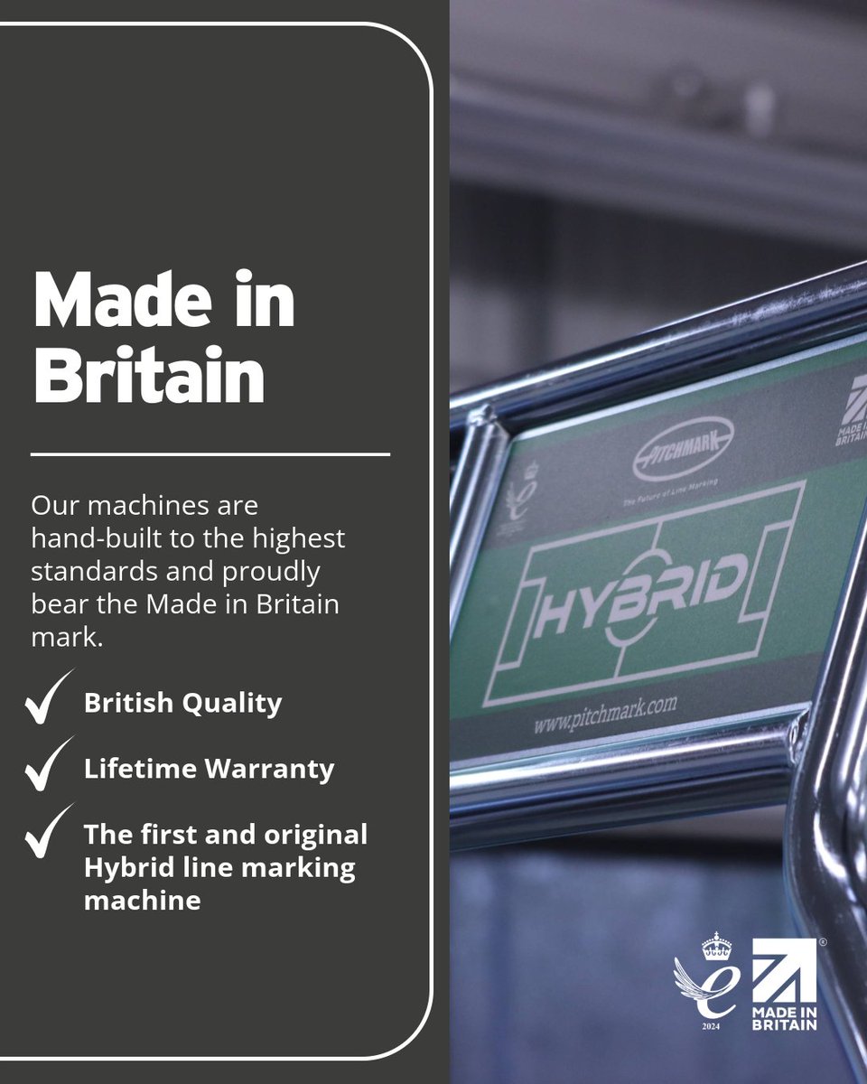 PitchmarkLtd's tweet photo. With sports turf professionals in mind, the Hybrid™ was designed for use on all stadia pitches, showcasing the very best in British design, craftsmanship, and materials. Its advanced features make it the number one line-marking machine on the market.

#pitchmark #hybrid https://t.co/iIN5rRXHUe