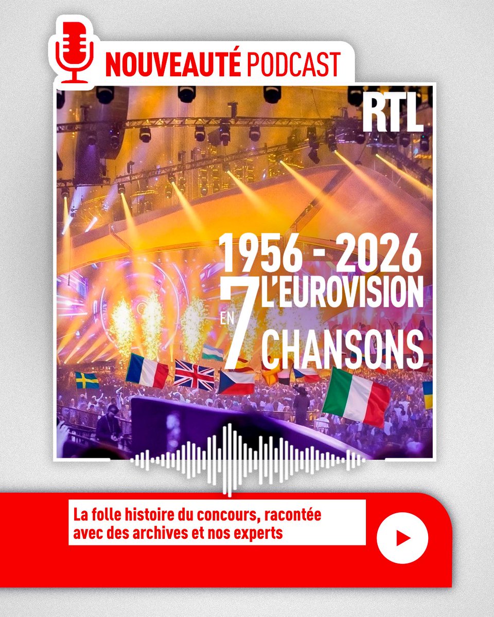 RTLFrance's tweet photo. 🎤 Naissances de stars, coups de théâtre en direct, scandales géopolitiques... La folle histoire de l'Eurovision racontée en 7 chansons 

🎧 Un podcast inédit à retrouver sur le site et l'application @RTLFrance https://t.co/NMtUgjzBQx https://t.co/fHHqWL03U3
