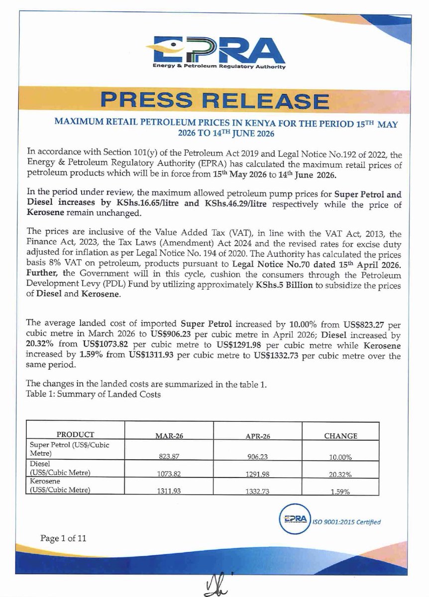 GachauJK's tweet photo. Fuel prices goes up again! @maroute @citizentv @Ntv @Ktn https://t.co/iKSRyisaIy