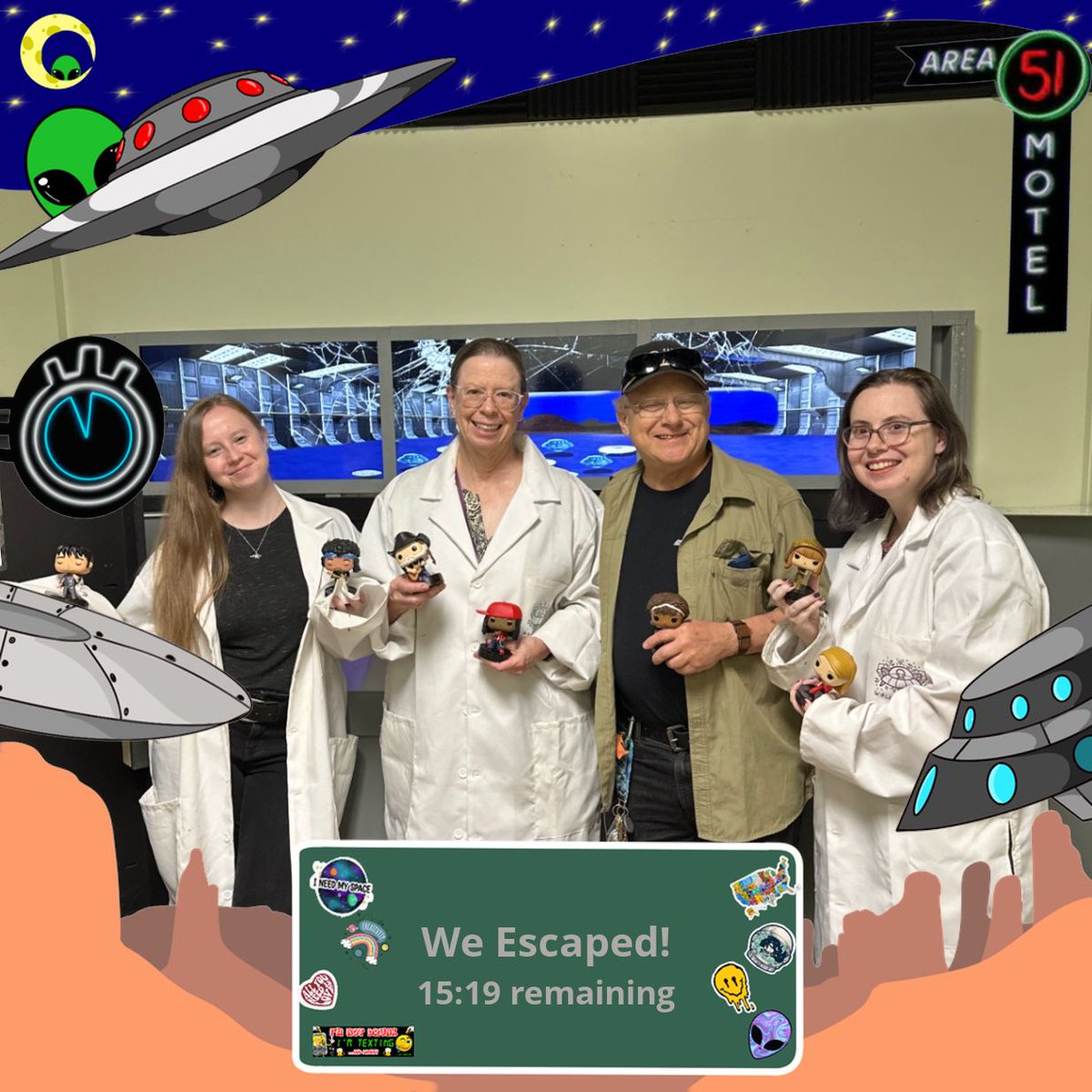 TimedOutEscape's tweet photo. The mystery of 51 has challenged a LOT of teams lately 👽⏳

Families, friends, first-timers &amp; escape room pros have all taken on the mission — and had an amazing time doing it 🧩🔐

You’ve got 60 minutes to escape. Can your team make it out? 👀

📍Timed Out Escape – Ballantyne https://t.co/isnYnkRciR