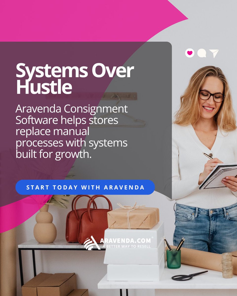 AravendaGlobal's tweet photo. Resale businesses don’t scale by working harder—they scale by working smarter.

Start Today: https://t.co/IbqAZMeJar

#Aravenda #ConsignmentSoftware #ResaleBusiness #Recommerce #ScaleSmart https://t.co/BY0Q2cDiTS