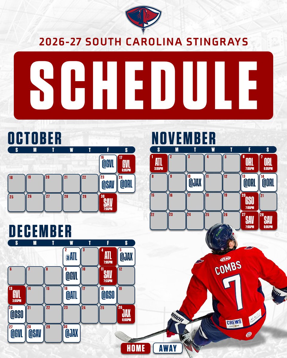 SCStingrays's tweet photo. The wait is finally over ‼️

Clear your calendars, Stingrays fans! Your schedule just got a whole lot busier. Get ready for big games, loud crowds, and nonstop energy all season long. Click the link below to read the full release. 

#RaysIt | 📰 https://t.co/Q7Nqay2GQ2 https://t.co/hEf8MM4AB2