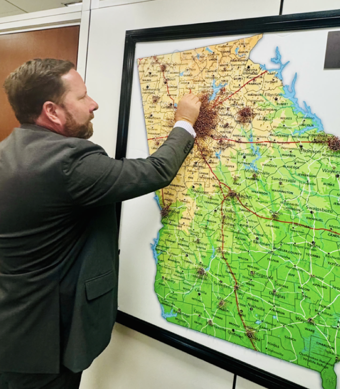 socma's tweet photo. SOCMA Board Member Cameron Whaley marks his hometown and Dalton, GA-based @sct_chemical sites at @SenatorWarnock office on Capitol Hill today, where he advocated for strengthening U.S. manufacturing, improving regulatory certainty, and reinforcing domestic supply chains. https://t.co/ts0OkrNjNb