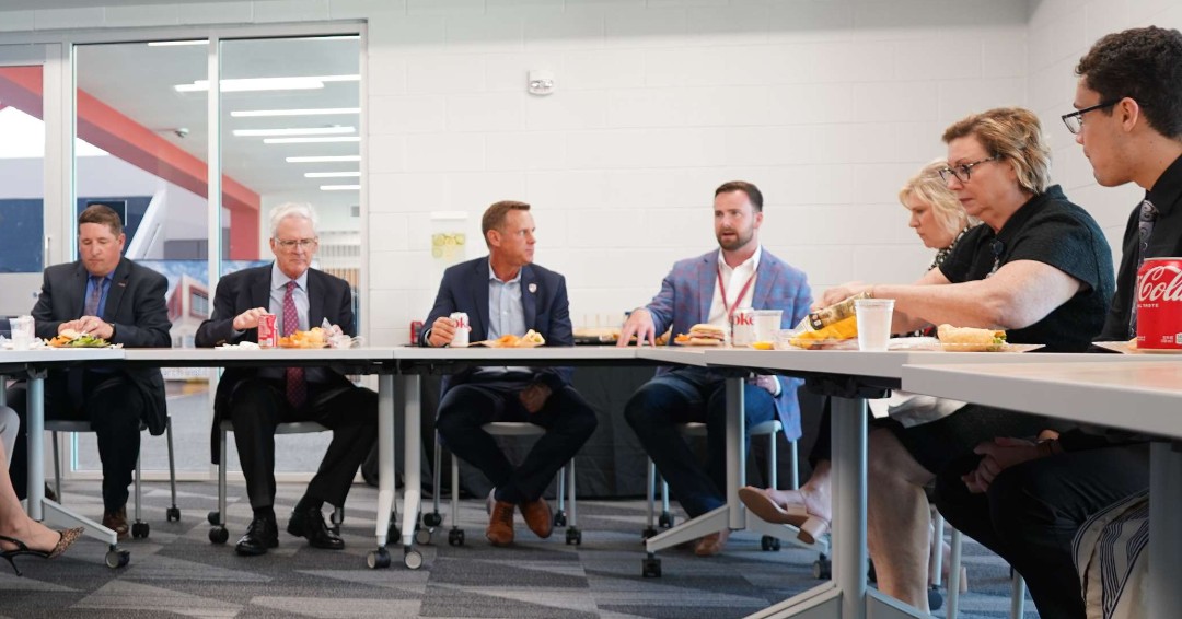 ASCTEAlabama's tweet photo. Strong partnerships create strong futures.

We were proud to welcome @SAICinc CEO Jim Reagan, the SAIC Executive Leadership Team, and Sentinels who interned with SAIC this year. Thank you for continuing to invest in our students, programs, and mission at ASCTE. https://t.co/W23U3SUUSJ
