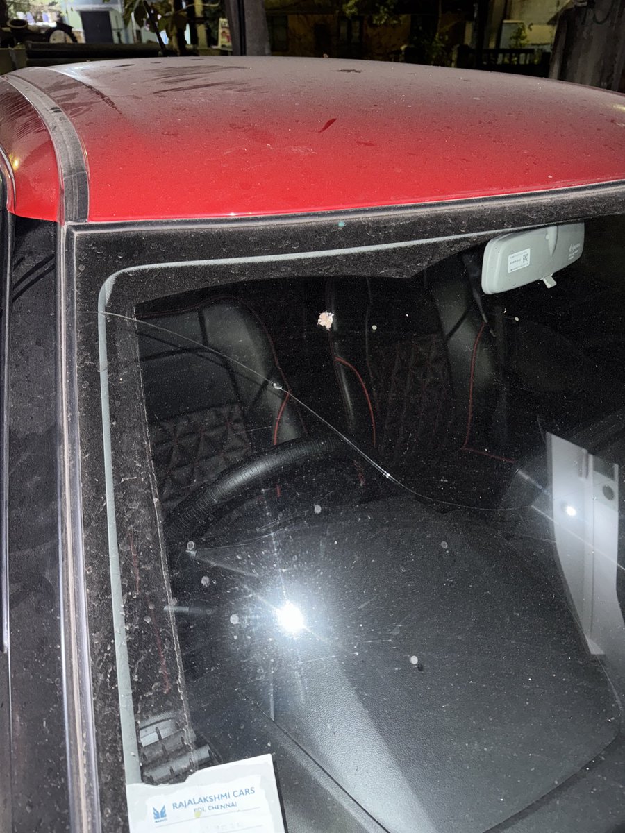 jaysnip's tweet photo. @cmrlofficial look what “INCONVENIENT TODAY FOR A BETTER TOMMOROW” did to a car that I rented to use. 

Passing Rettari bridge, one small stone from the metro bridge had fallen on the mirror and cracked it. Who’s going to pay for this? 

#CMRL https://t.co/TxrI2MqLvJ
