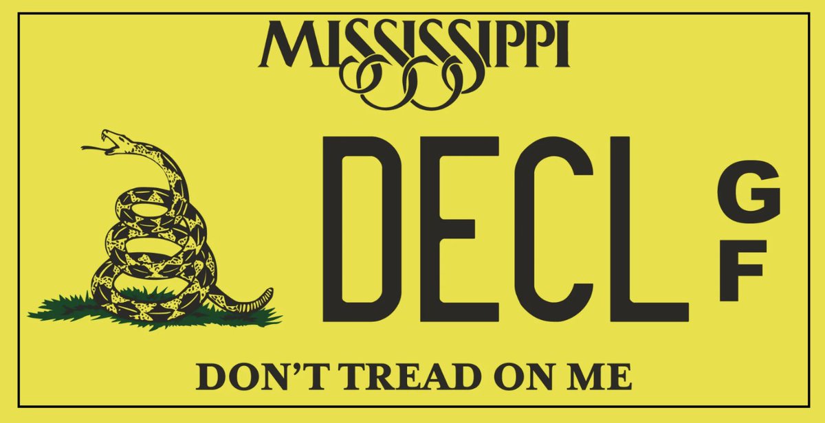 DouglasCarswell's tweet photo. Mississippi is about to produce its first-ever Gadsden Flag license plate — but the State won't start the print run until 300 Mississippians sign up. 
We need a handful more to get this going!  The first 300 are FREE. Sign up at https://t.co/TyqOVjoaYW — and share with friends. https://t.co/oNEXzM1IoM