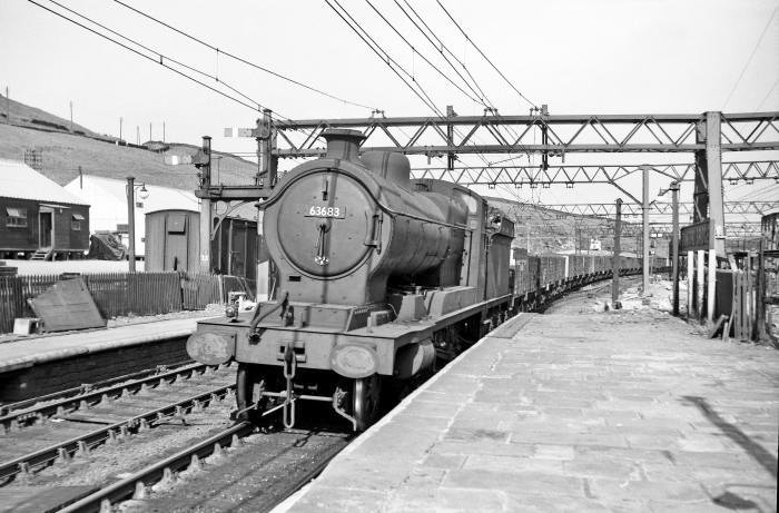 WoodheadRoute's tweet photo. Great Central Railway ‘O4’ 2-8-0 63683 restarts its train after a long wait in the loop with a Down freight at Dunford Bridge station in the early 1950s. 

© Kenneth Field/Rail Archive Stephenson. https://t.co/iDFZzwVvei
