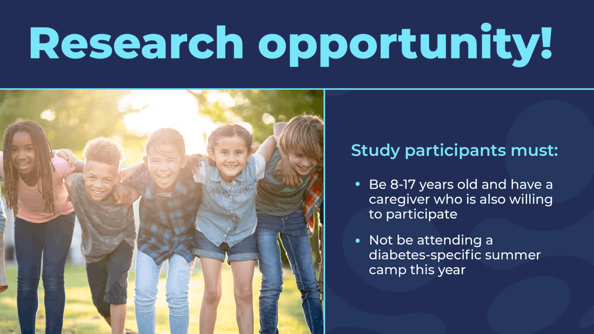 T1DExchange's tweet photo. Survey opportunity! Researchers are looking for youth with T1D who are not going to a summer camp specifically for kids with diabetes this year. Families who participate will take a series of quick surveys. See if you’re eligible: https://t.co/qwiOvX12wV https://t.co/WgebHL12Fl