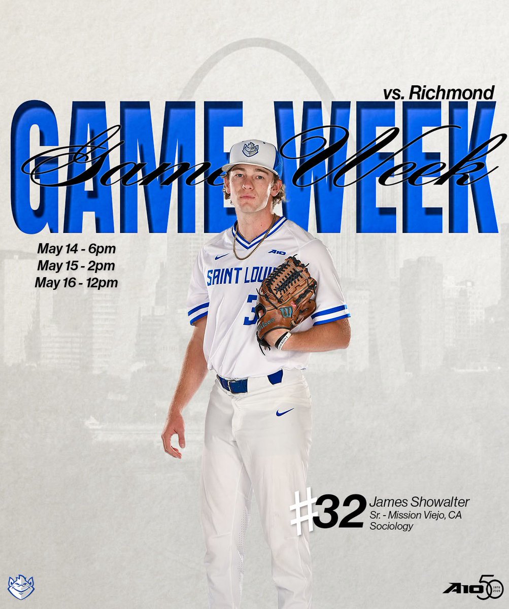 SLUBaseball's tweet photo. Rounding out the regular season this weekend @ 🏡

🆚 Richmond
⏰ Thurs 6pm | Fri 2pm | Sat 12pm
📍 Billiken Sports Center
📊 LiveStats (https://t.co/Awm17P35kJ)
📺 ESPN+ (https://t.co/0cUl5L5xGX) https://t.co/UIziaCLtS1